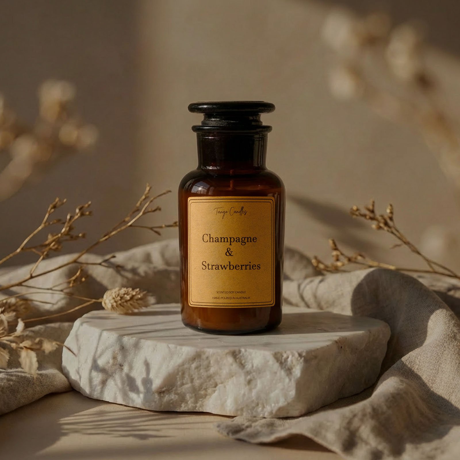 Luxury Champagne and Strawberries Candles | Tango Candles